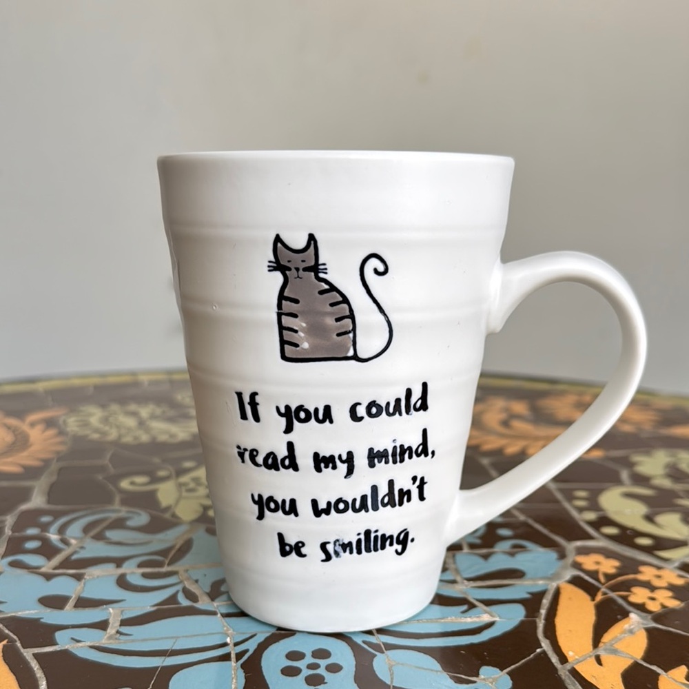 PRIMA DESIGN White Cat Mug with Quote